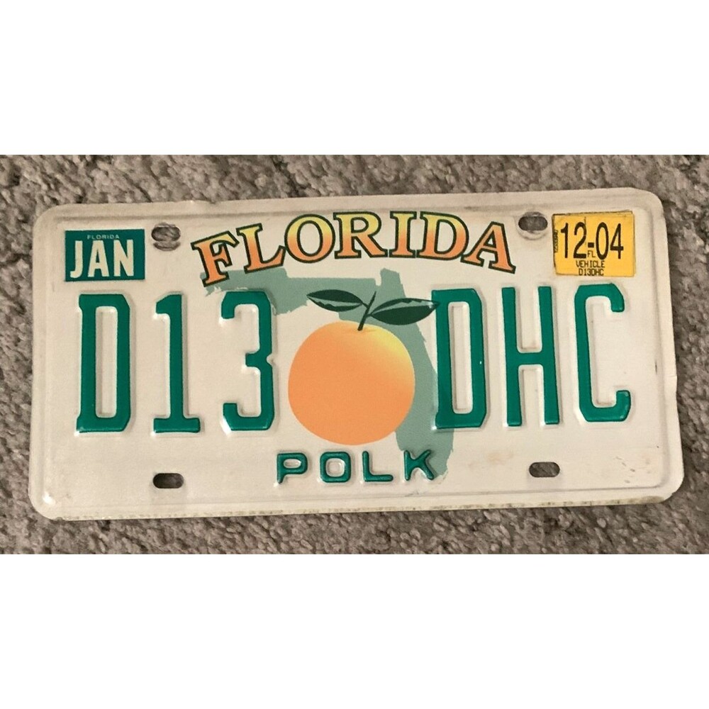 Florida License Plate Single Orange Polk County 2004  D13 DHC